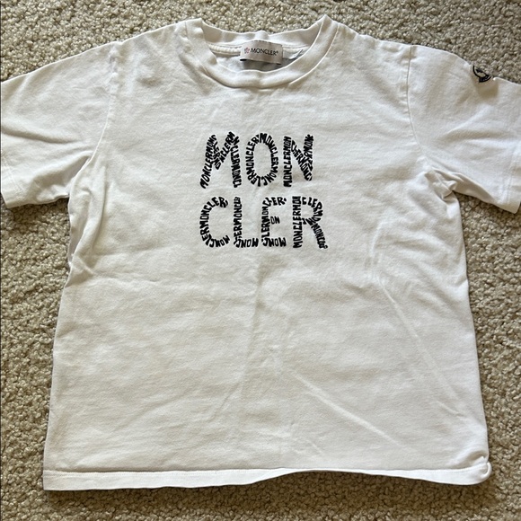 Moncler Kids White Logo Tee size S - Picture 1 of 4
